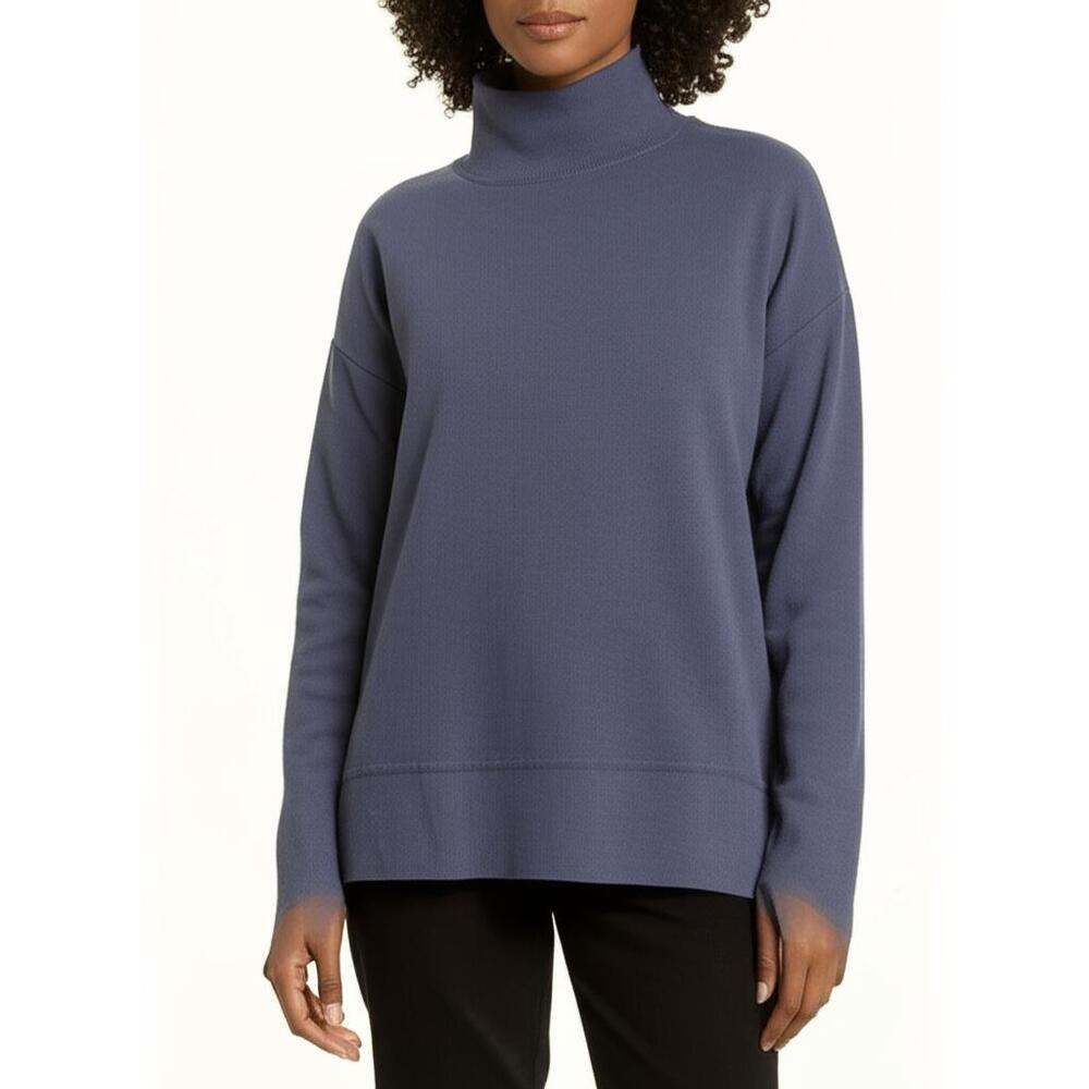 d&co Womens Mock‎ Neck Waffle Knit Top Size 2X Dark Blue Cozy Casual Chic